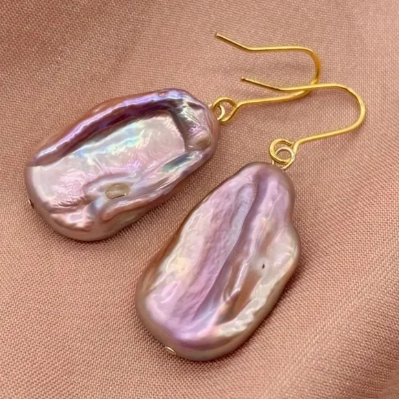 Vintage Irregular Baroque Natural Freshwater Peal Dangle Earrings. - Picture 6 of 7